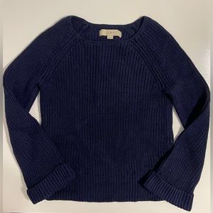 Women’s LOFT Woven Navy Blue Sweater Wide Sleeves, Sz XSP